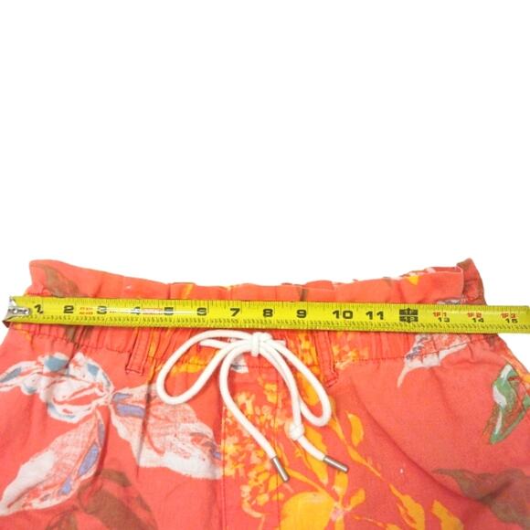 GAP LINEN Shorts Sz S ORANGE Tropical Pull-On Floral Boxy Beach Travel Coastal - Picture 5 of 10